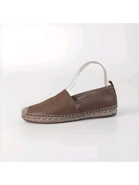 Sam Edelman Khloe Leather Espadrille Flats Women US 7.5 Tan Brown Slip On FLAWS